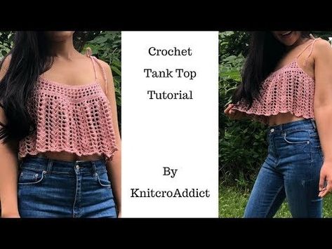 How to crochet tank top - YouTube Top A Crochet, Knitting Short Rows, Crochet Tank Tops, Elegant Crochet, شال كروشيه, Popular Crochet, Chunky Knitting Patterns, Crochet Tank Top, Crochet Videos Tutorials