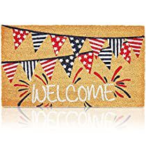 Check this out! Patriotic Outdoor Decor, Coir Rug, Coir Door Mat, Coco Coir, Flag Garland, Porch Rug, Coir Mat, Front Door Mats, Coir Doormat