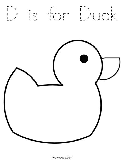 D is for Duck Coloring Page - Tracing - Twisty Noodle D Is For Duck, Duck Coloring Pages, Make Way For Ducklings, Duck Crafts, Twisty Noodle, Holiday Lettering, Alphabet Crafts, Bird Coloring Pages, Preschool Letters