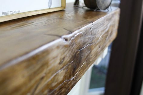 Diy Rustic Fireplace, Build A Floating Shelf, Mantle Cover, Rustic Fireplace Mantel, Diy Mantle, Diy Fireplace Mantle, Beam Fireplace, Beam Mantel, Diy Fireplace Mantel