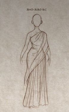 Greek Toga Drawing Reference, Greek Goddess Art Aphrodite Drawing, Greek Toga Reference, Toga Drawings Greek, Greek Mythology Clothes Drawing, Easy Greek Mythology Drawings, Greek Fashion Illustration, Ancient Greek Fashion Woman, Greek Goddess Drawing Sketch