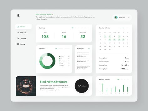 Daily UI 066 📕 Statistics by Nanako Kono on Dribbble Statistics Page Design, Reading Statistics, Web Design Books, Rene Descartes, Calendar Book, Daily Ui, Design Books, Page Design, Statistics