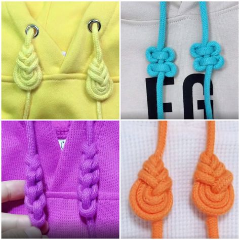 Just another beautiful way to tie your hoodie strings👌 | Just another beautiful way to tie your hoodie strings👌 | By Lilyon How To Braid Your Hoodie Strings, Ways To Tie Hoodie Strings, Tying Hoodie Drawstrings, Hoodie Laces Knot, Hoodie Lace Knot, Tiring Hoodie Strings, Diy Clothes Hacks, Knot Braid, String Crafts