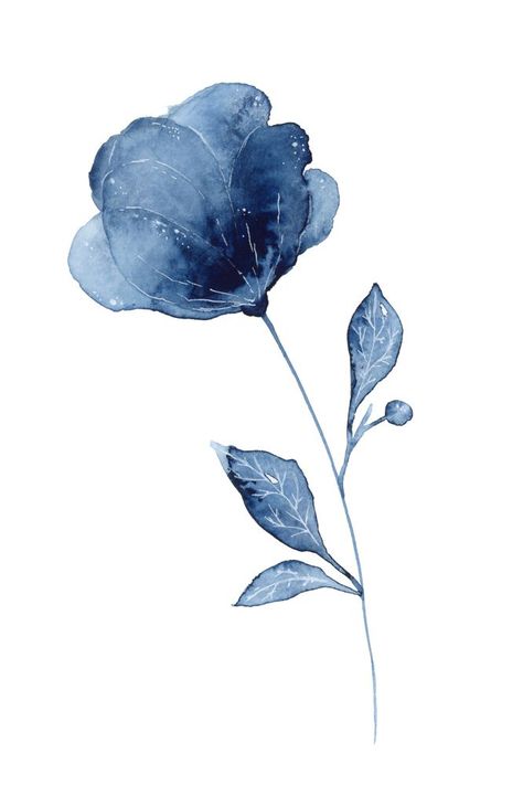 Indigo Flower, Blue Flower Painting, Watercolor Flower Art, 수채화 그림, Watercolor Flowers Paintings, Watercolor Trees, Flower Art Painting, Watercolor Flower, Arte Floral