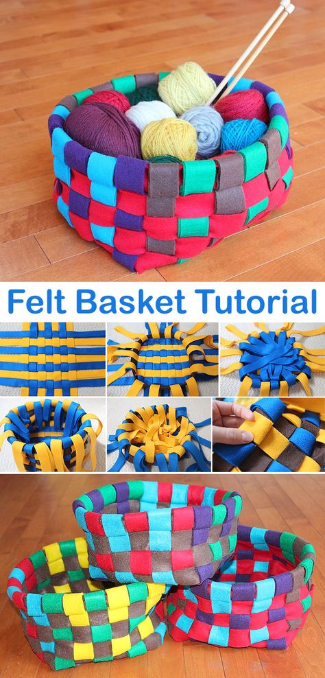 Felt Storage Basket Free Pattern & Tutorial How To Make A Felt Basket, Playdate Activities, Felt Storage Basket, Super Saturday Crafts, Sew Felt, Felted Basket, Felt Basket, Felt Storage, Basket Tutorial