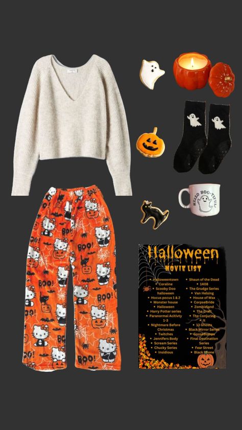 Halloween movie night outfit #halloween #halloweenaesthetic #movienight #autumn #autumnaesthetic #fallaesthetic #fall Movie Night Outfit, Scream Series, Halloween Movies List, The Grudge, Halloween Movie Night, Outfit Halloween, Monster House, Jennifer's Body, Halloween Movie