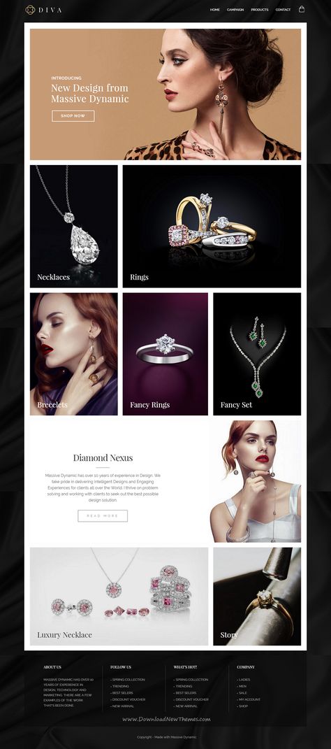 Jewelry Banner, Jewelry Website Design, Fashion Banner, Diy Jewelry Necklace, Wordpress Design, Jewelry Website, Website Themes, Website Inspiration, Web App Design