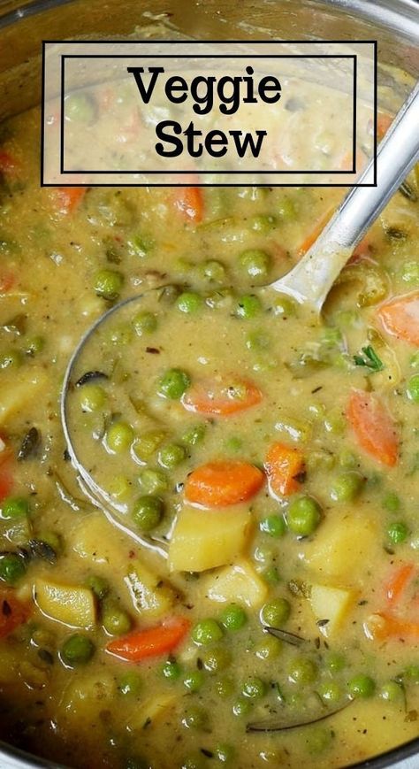 Vegan Pea Soup, Potatoes And Peas Recipe, Veggie Stew Recipes, Green Peas Recipes, Vegan Stew Recipes, Veggie Stew, Pea Soup Recipe, Vegan Stew, Green Beans And Potatoes