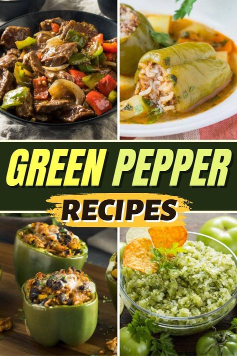 These delicious green pepper recipes are perfect to make for the family! From stuffed peppers to enchiladas to stir-fry, you can't top these incredible meals. Recipes That Use Green Peppers, Green Pepper Dinner Recipes, Meals With Green Peppers, Uses For Green Peppers, What Can I Make With Peppers, Food With Peppers, Green Pepper Chicken, Green Bell Peppers Recipes, Recipes With Green Bell Peppers