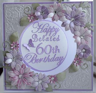 Cherry Blossom Birthday, 90th Birthday Cards, Female Birthday Cards, Purple Pixie, 80th Birthday Cards, Purple Cards, Making Flowers, Easy Cards, Birthday Cards For Women