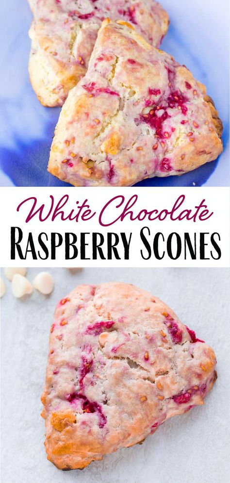 Moist Scones, Chocolate Raspberry Scones, White Chocolate Raspberry Scones, Raspberry Scones, Chocolate Scones, Scones Recipe Easy, Homemade Scones, Scones Easy, Raspberry Recipes