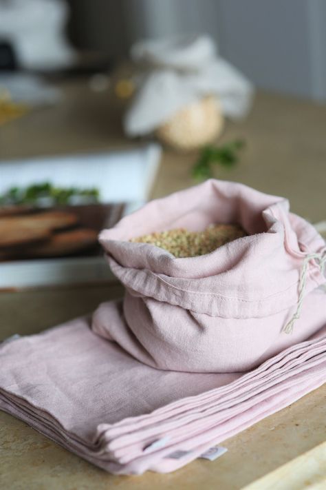 Produce Bags Diy, Food Bag Design, Linen Bread Bag, Herbs Tea, Linen Bags, Vegetable Bag, How To Store Bread, Bread Bag, Protect Nature