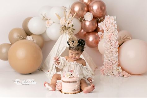 Boho 1st Birthday Smash Cake, Rainbow Boho Cake Smash, Boho Cake First Birthdays, Isn’t She Onederful Cake Smash, Boho Birthday Photoshoot Ideas, Boho Cake Smash Photography, Boho Smash Cake Photoshoot, Boho 1st Birthday Pictures, Neutral Smash Cake