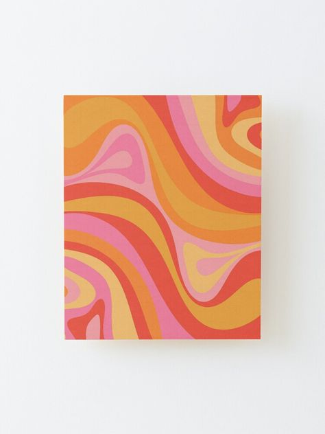 Swirl Pattern Aesthetic, Painting Ideas On Canvas Groovy, Groovy Wall Painting Ideas, 70s Inspired Wall Art, Retro Abstract Painting, Retro Swirl Pattern, Abstract 70s Art, Colorful Simple Painting, Groovy Paintings Easy