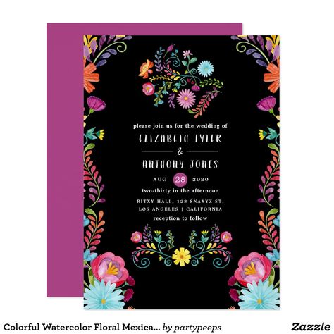 Fiesta Wedding Invitations, Mexican Fiesta Wedding, Mexico Flowers, Mexican Party Invitation, Mexican Theme Wedding, Mexican Wedding Invitations, Wedding Mexican, Mexican Invitations, Colorful Wedding Invitations