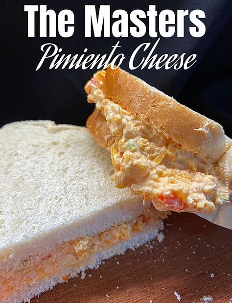 Olla-Podrida: Masters Pimento Cheese Sandwich Recipe The Masters Pimento Cheese Recipe, Old Fashioned Pimento Cheese Recipe, Masters Food, Masters Pimento Cheese, Mediterranean Grilled Cheese, Sweet Appetizers, Pimento Cheese Sandwich, Breakfast Casserole Muffins, Cream Cheese Spread Recipes