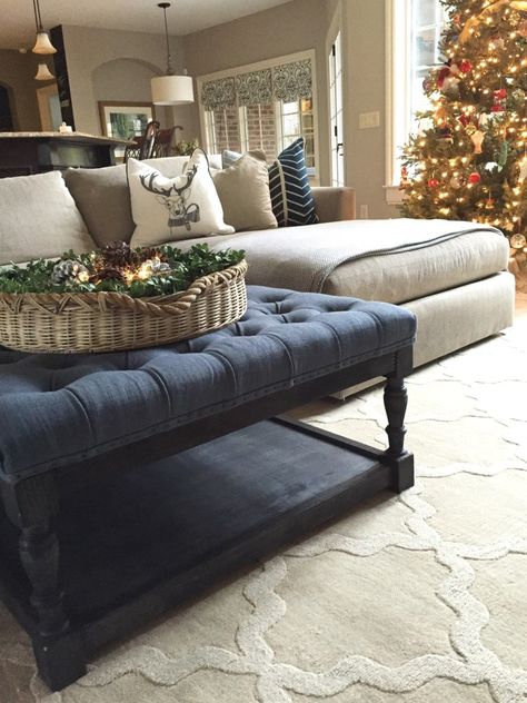 Christmas Decorating Christmas Decor Living Room, Christmas Home Tours, Ottoman Decor, Christmas Decorations Living Room, Stylish Living Room, Home Tours, Christmas 2014, Christmas 2016, Holiday Homes