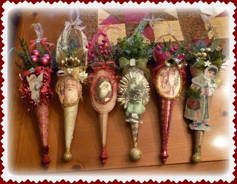 Dresden Houses, Cone Ornaments, Christmas Victorian, Jul Diy, Victorian Crafts, Christmas Picture Frames, Christmas Angel Crafts, Steampunk Christmas, Victorian Christmas Ornaments