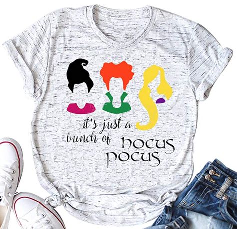 Such a cute Hocus Pocus shirt to wear for Halloween or on a Disney vacation! {I earn from purchases made via this link.} Hocus Pocus Shirt, Funny Letters, Sisters Funny, Sanderson Sisters, Funny Graphic Tees, Loose Fitting Tops, Shirts Women, Dress Shirts For Women, Funny Graphics