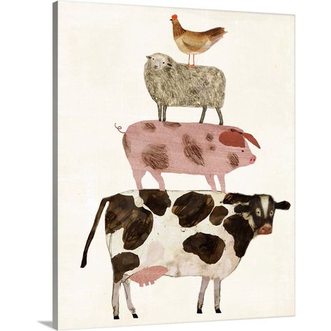 Stacked Farm Animals, Hur Man Målar, Animals Art, Wall Art Plaques, Lithograph Print, Stupell Industries, Textured Wall Art, Trademark Fine Art, Wood Print