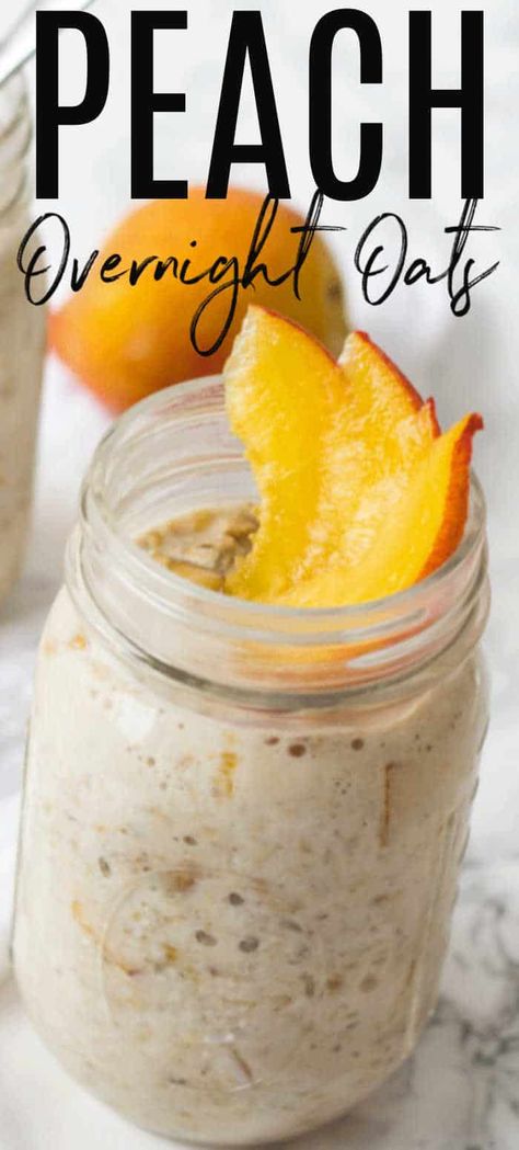 This Peach Overnight Oats Recipe is perfect for the summer! Old-Fashioned rolled oats, peach yogurt, milk and fresh peaches are all you need to make this easy overnight oats recipe. Peach Overnight Oats, Peach Yogurt, Overnight Oats Recipe Easy, Peach Oatmeal, Oats Recipes Breakfast, Overnight Oats With Yogurt, Recipe Shrimp, Overnight Recipes, Easy Overnight Oats