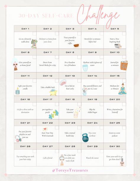 30-Day Self-Care Challenge 30 Day Challenge List, Reset Ideas, Reset Challenge, Reset Day, Mindset Reset, Challenge 30 Day, Glow Up Checklist, Life Reset, 30 Days Challenge