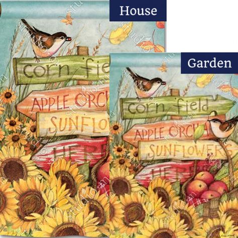 Signs of Fall Flags Set (2 Pieces) Fall House Flags, Flying Flag, Autumn Poems, Harvest Sign, Fall Flags, Fall Garden Flag, Fall Banner, Mailbox Covers, Farm Signs