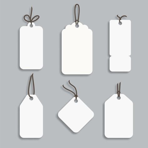 White paper price tag or gift tag in different shapes. Set of labels with cord. Gift Tag Shapes, Price Tag Design, Graphic Shapes Design, Graphic Shapes, Label Shapes, Shapes Design, Rhombus Shape, Shape Templates, Newspaper Print