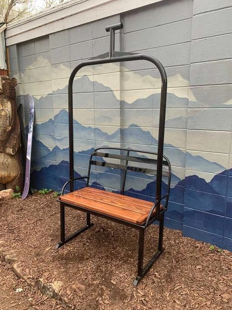 Premium Ski Chairlift Bench Powder Coated gloss Black Ski Lift Bench, Chairlifts, Lift Chair, Ski Lifts, Ski Bench, Mountain Living - Etsy Ski Bench, Ski Lift Chair, Montana House, Manitou Springs, Patio Sets, Mountain Living, Garage Walls, Ski Lift, Patio Set