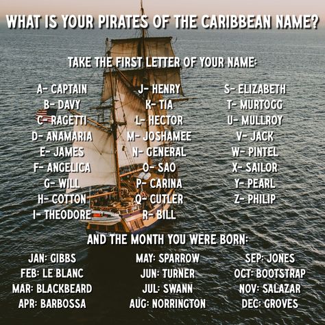 Whats your Pirates of the Caribbean name? #acop #americanconsumeropinion #surveysformoney #namegame Pirate Name, Pirate Names, Amanda Young, Surveys For Money, Name Games, Pretty Names, Name Generator, Pirates Of The Caribbean, Interesting Stuff