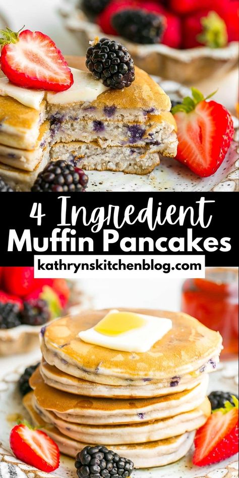 Muffin Mix Pancakes (Made with 4 Ingredients) Martha White Muffin Mix Pancakes, Muffin Mix Pancakes, Betty Crocker Muffin Mix, Martha White Muffin Mix, Pancake Mix Muffins, Muffin Flavors, Freeze Pancakes, Pancake Toppings, Breakfast Goodies