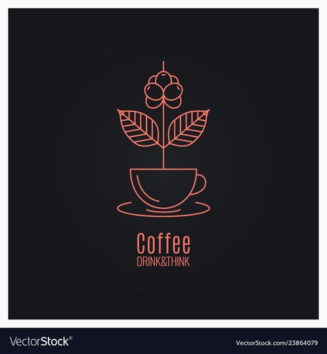 Coffee Leaf Logo, Coffee Cup Logo, Coffee Leaf, Logo Coffee, Cup Logo, Coffee Culture, Leaf Logo, Business Names, Black Background