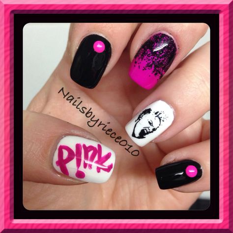 P!NK Music Nails, Concert Nails, Pink Concert, Mini Canvases, Fun Nail Art, Nail Art For Kids, Nail Stuff, Best Nail Art Designs, Nail Art Videos