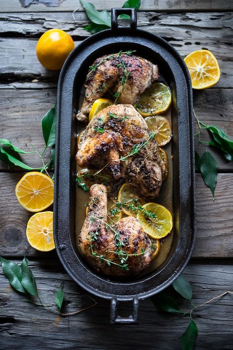 Roasted Sumac Chicken with Meyer Lemons...juicy flavorful middle eastern chicken. Gluten free! |  www.feastingathome.com Slow Cook Chicken, Sumac Chicken, Iftar Ideas, Feasting At Home, Mediterranean Foods, Chicken Baked, Middle Eastern Dishes, Oven Roasted Chicken, Cook Chicken