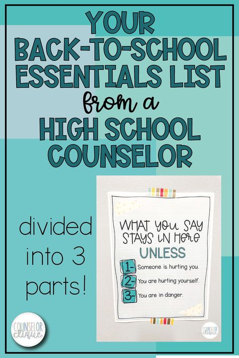 School Essentials List, High School Counselors Office, School Counseling Office Decor, School Counselor Office Decor, School Guidance Counselor, School Counselor Resources, School Counseling Office, School Counselor Office, High School Counselor