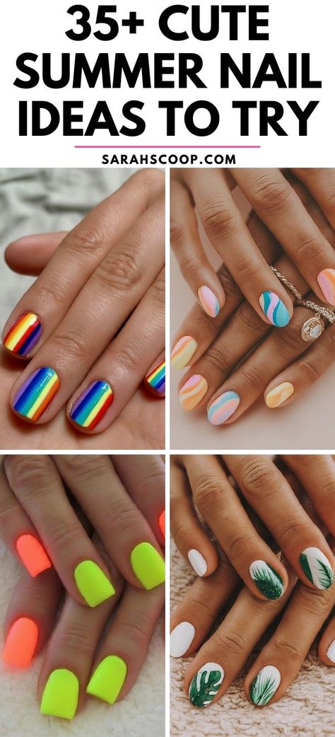 Say goodbye to boring nails this season with these 35+ adorable summer nail designs. From bright and bold to cute and subtle, there's something for everyone's taste. 💅🌞 #SummerNails #NailArt #NailDesigns Cute Summer Nail Ideas, Boring Nails, Summer Nail Ideas, Summer Nail Designs, Here's The Scoop, Summer Manicure, Sailor Stripes, Watermelon Print, Cute Summer Nails