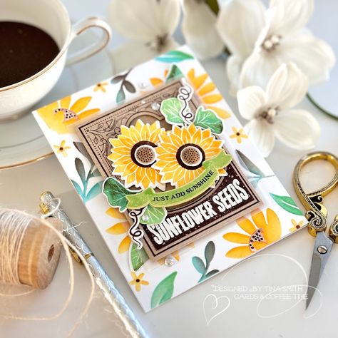 Papertrey Ink – Fall Harvest Cardmaking Inspiration and Tutorial | Cards and Coffee Time Papertrey Ink Cards, Sunflower Garden, Craft Desk, Inked Shop, Hello You, The Sunflower, Flower Center, Papertrey Ink, Card Making Inspiration