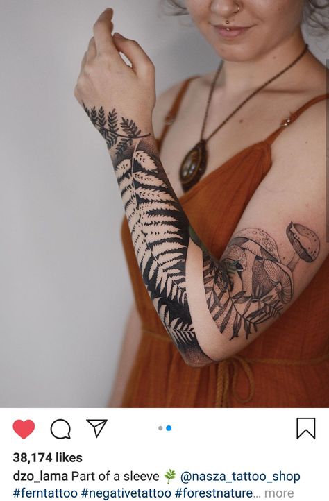 Negative Tattoo, Black Band Tattoo, Fern Tattoo, Women Tattoos, Blackout Tattoo, Best Tattoo Ideas, Tattoed Women, Floral Tattoo Sleeve, Plant Tattoo