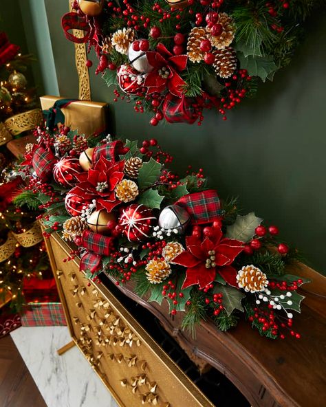 HEYTP Neiman Marcus Classic Christmas Mantel Garland Christmas Mantel Garland, Pre Lit Christmas Wreaths, Mantel Garland, Pre Lit Garland, Christmas Trimmings, Christmas Mantle Decor, Feather Duster, Christmas Mantel, Christmas Mantel Decorations