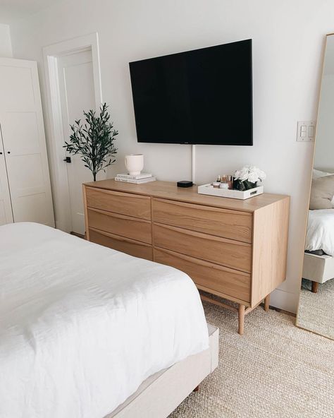 Bedroom Decor Design by Crystalin Marie -Lifestyle and Fashion Nightstands Bedroom Minimalism Chic Room Inspo Minimalist Cozy, Article Lenia, Room Inspo Minimalist, Neutral Minimalist Bedroom, Nightstands Bedroom, Crystalin Marie, Modern Dressers, Mid Century Modern Nightstand, Matching Nightstands