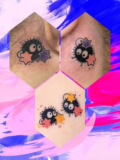 Matching Sister Tattoos! Matching Grunge Tattoos, Brother Sister Tattoo Sibling, Sister Tat, Brother Sister Tattoo, Cute Matching Tattoos, Stick Poke Tattoo, Grunge Tattoo, Matching Sister Tattoos, Soot Sprites