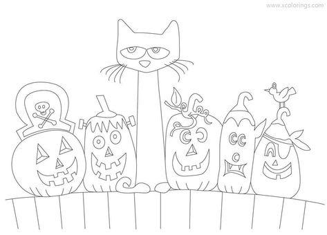 Pete The Cat Halloween, 5 Little Pumpkins, Peanuts Gang Christmas, Five Little Pumpkins, Super Mario Coloring Pages, Cat Coloring Pages, Halloween Coloring Sheets, Pumpkin Activities, Fish Coloring Page