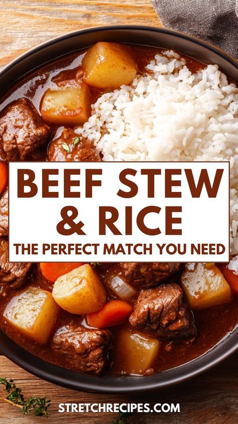 Beef Stew Over Rice, Beef Stew With Rice, Stew Beef And Rice, Beef Chunks Recipes, Stew Over Rice, Stew With Rice, Classic Beef Stew Recipe, Cooking Stew Beef, Best Rice Recipe