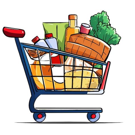 Vector un carrito de compras lleno de pr... | Premium Vector #Freepik #vector #comercio #clipart #supermercado #compras Super Mercado, Shopping Cart, Bts Army, Premium Vector, A Table, Harry Potter, Quick Saves, Instagram