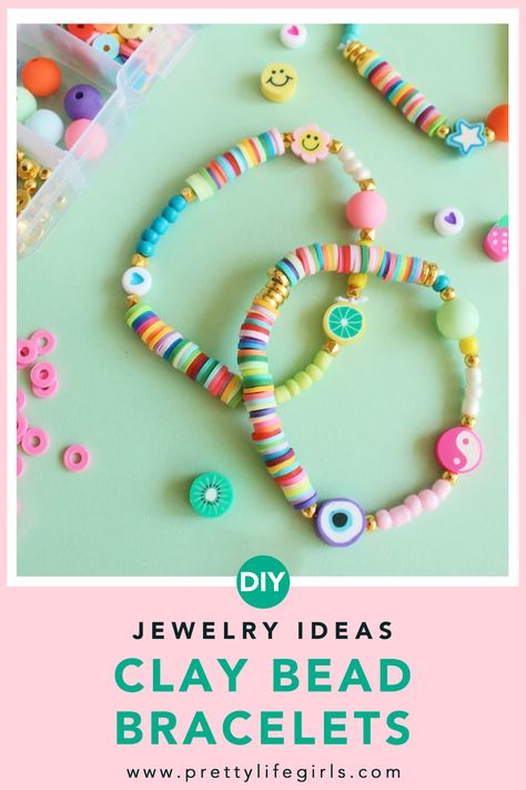 Clay Bead Bracelets Clay Bead Jewelry Ideas, Bead Jewelry Ideas, Clay Bead Jewelry, Popsicle Stick Bracelets, Make Clay Beads, Clay Bead Bracelets, Crimp Bead Covers, Diy Dye, Bead Stopper