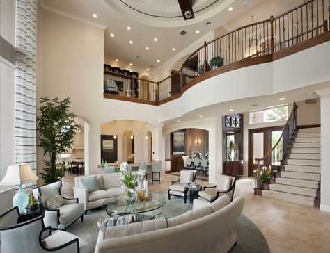 Toll Brothers - Casabella at Windermere, FL. Love the balcony inside that looks over the living room. Houses Australia, Mansion Living Room, Mansion Living, Hiasan Dalaman Rumah, Fyodor Dostoevsky, Leaving Room, Desain Furnitur Modern, Design Blogs, House Exteriors