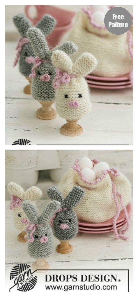 Cozy Bunnies Egg Warmers Free Knitting Pattern #freeknittingpattern #knittingpattern #eggcozy #easterddecor Knitted Easter Crafts, Xmas Knitting, Easter Knitting, Knitted Cozy, Bunny Drop, Diy – Velikonoce, Knitting Space, Bunny Knitting Pattern, Magazine Drops