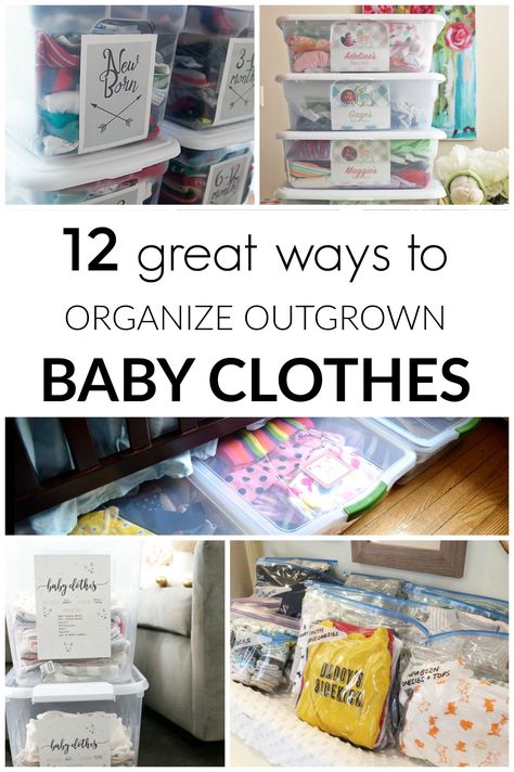 Outgrown baby clothes: How to store them and keep them organized. 12 different ideas and examples to inspire you and get you started. Newborn Clothes Storage Ideas, Store Outgrown Baby Clothes, Newborn Clothes Storage, Organize Newborn Clothes, Baby Clothes Storage Outgrown, How To Store Baby Clothes, How To Store Clothes, Baby Storage Ideas, Organize Kids Clothes