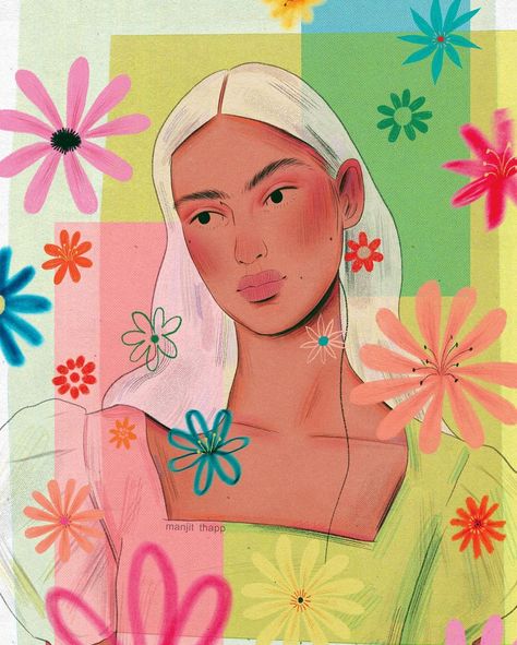 Manjit Thapp’s Instagram profile post: “The cover of the short comic I created for @harpersbazaargermany inspired by Summer and based on the nursery rhyme, ‘This is my garden’. In…” Manjit Thapp, Short Comic, Short Comics, Harper’s Bazaar, Nursery Rhyme, Diy Clay Crafts, Harper's Bazaar, Harpers Bazaar, Full Colour