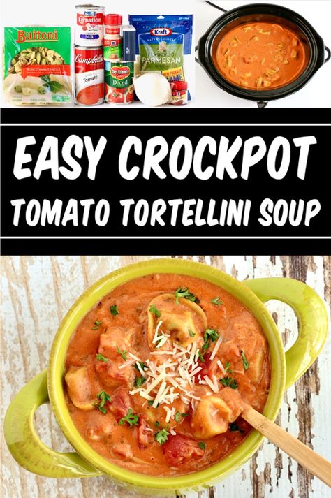 Tortellini Soup Tortellini Soup Crockpot, Crab Chowder Recipes, Slow Cooker Tomato Soup, Chicken Gnocchi Soup Recipe, Gnocchi Recipes Soup, Homemade Tomato Soup Recipe, Tomato Tortellini Soup, Crock Pot Inspired Recipes, Broccoli Cheese Soup Recipes